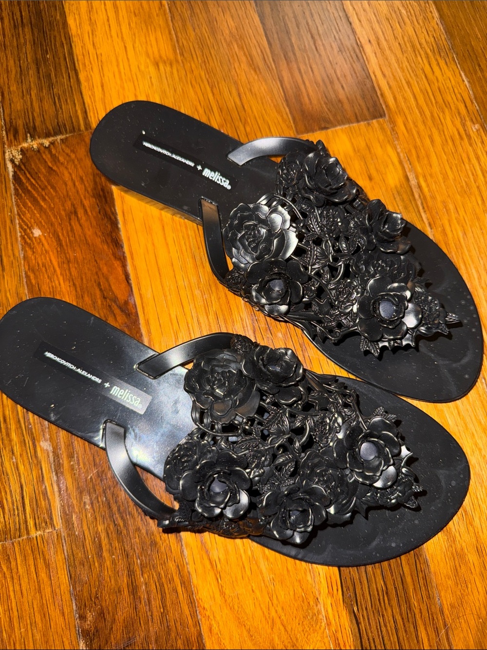 Melissa Black Floral Jelly Slide Sandals